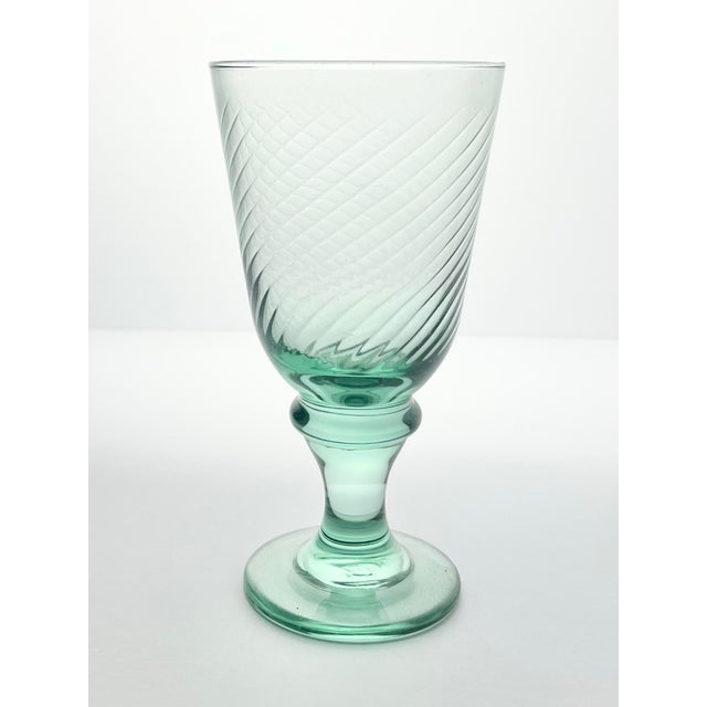 Contemporary 1990s Vintage Set of 6 Green Swirl Optic Wine, Water or All Purpose Glasses For Sale - Image 3 of 4