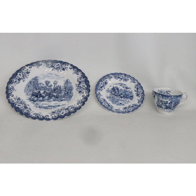 Figurative Late 20th Century Johnson Brothers Coaching Scenes Cup Saucer 3pc Made in England Ironstone 4804b For Sale - Image 3 of 18