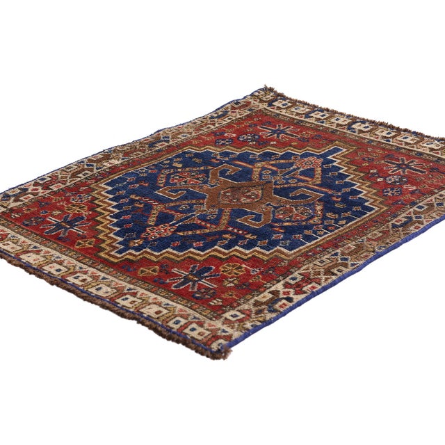 61451 Late 19th Century Antique Persian Shiraz Rug, 01'11 x 02'08. The Stepped Celestial: A Late-19th-Century Shiraz...