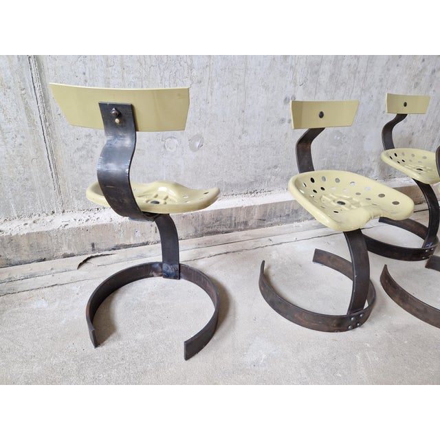 1990s Postmodern Metal Tractor Seat Chairs, 1990, Set of 4 For Sale - Image 5 of 15