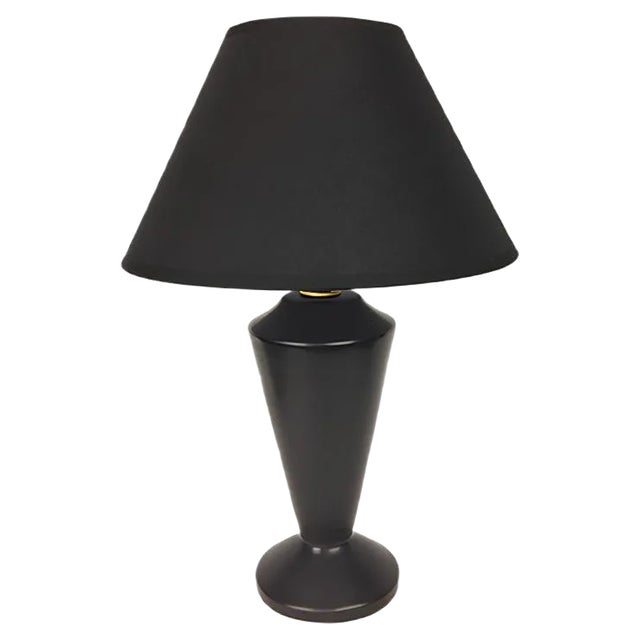Black Ceramic Table Lamp, 1950s For Sale