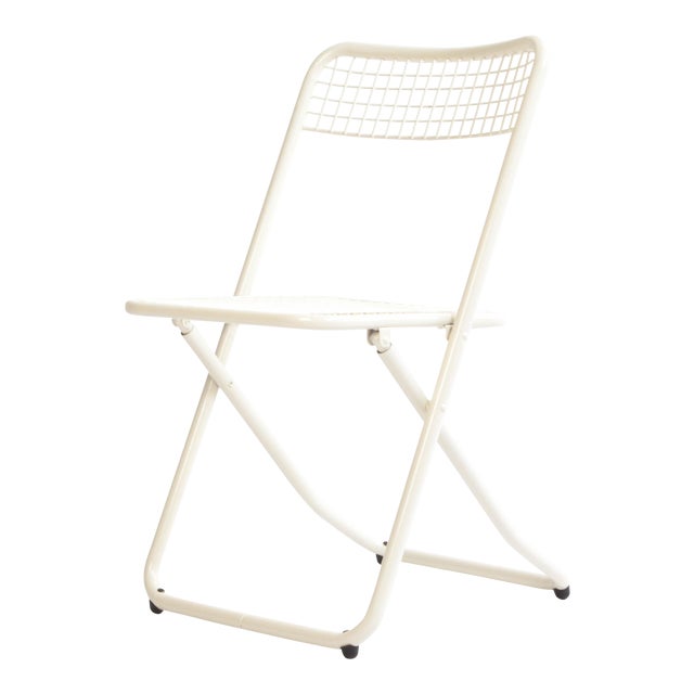 New Cream White Metal Folding Chair For Sale