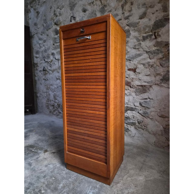 Vintage Oak Roll Top Cabinet, France, 1960s For Sale - Image 15 of 18