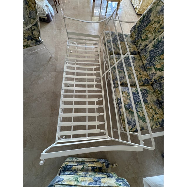 1970s Palm Beach Regency Wrought Iron Patio Set - Sofa and 2 Arm Chairs For Sale - Image 10 of 15