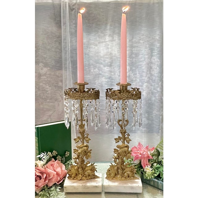 Antique Victorian Girandole Candlesticks With Squirrels Circa 1890's