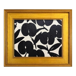 Ron Giusti Mini Orchid Cream Black Acrylic Painting For Sale