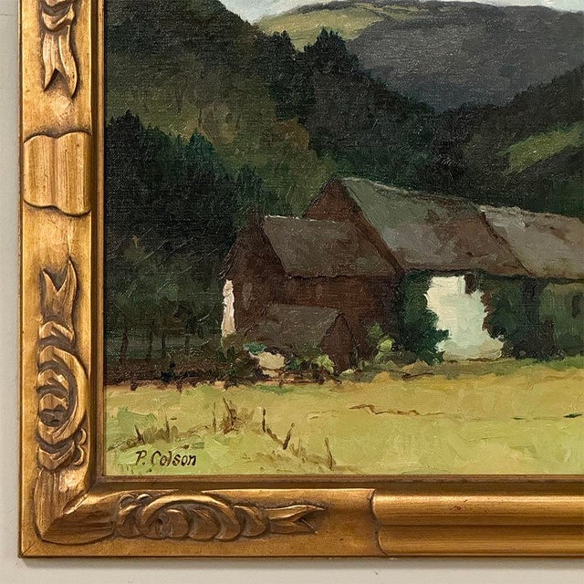Framed Oil Painting on Canvas by Pierre Colson (1930-?) 'Farmhouse in the Ardennes' For Sale - Image 10 of 16