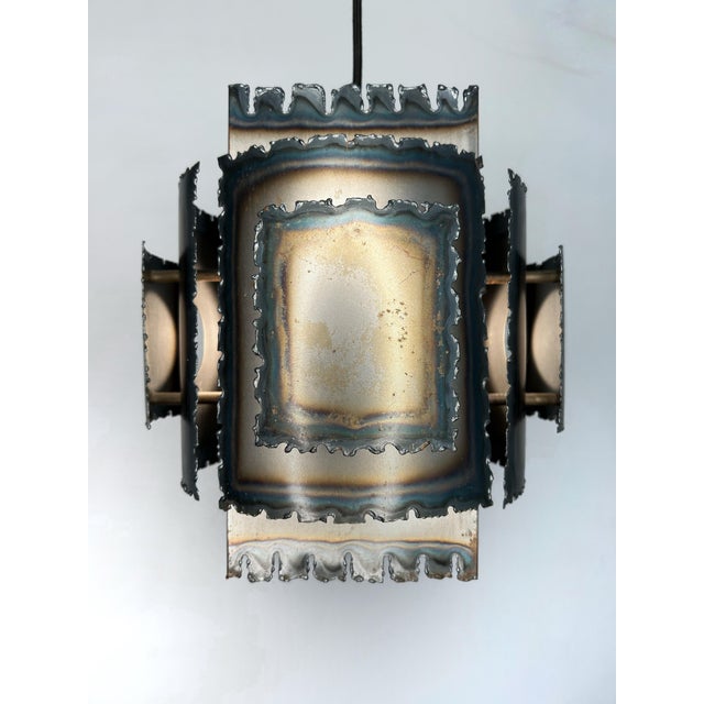 Pendant Lamp in Flame-Cut Steel attributed to Svend Aage Holm Sørensen, Denmark, 1960s For Sale - Image 12 of 14