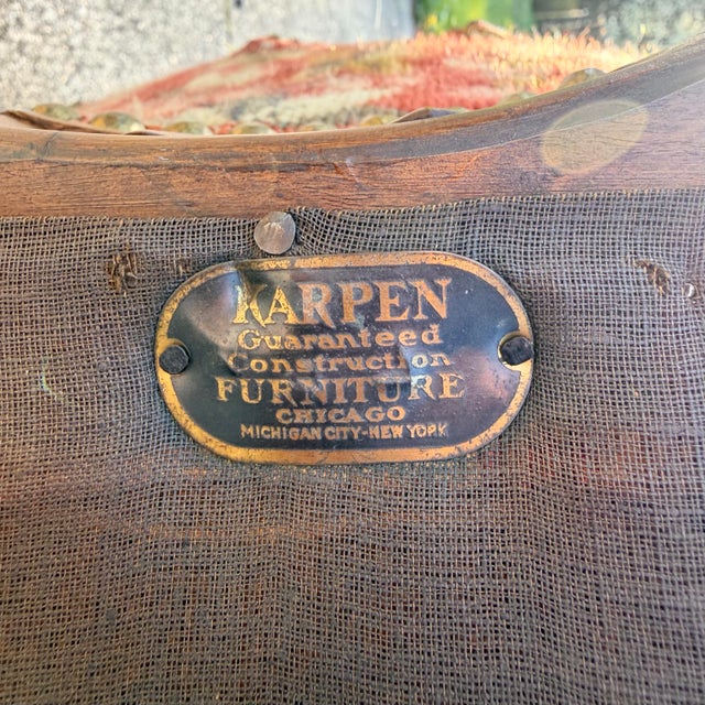 Antique Karpen French Style Needlepoint Bench, Carved Wood, Floral Tapestry For Sale - Image 12 of 12