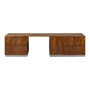 Custom Knoll Executive Credenza Desk in Walnut & Chrome