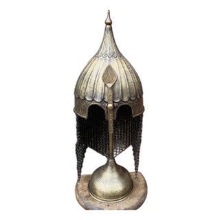 Solid Brass Engraved Chichak Helm For Sale