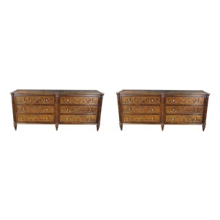 Late 20th Century Pair of Henredon Villa Borghese Louis XVI Style Italian Fruitwood Carved Double Dresser For Sale