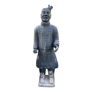 Blackened Terra Cotta Warrior Statue For Sale