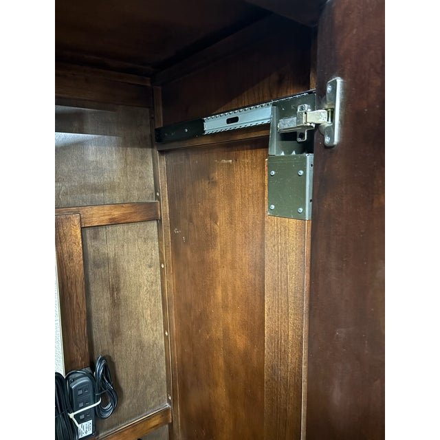 Brown Contemporary Entertainment Armoire Media Cabinet For Sale - Image 8 of 12