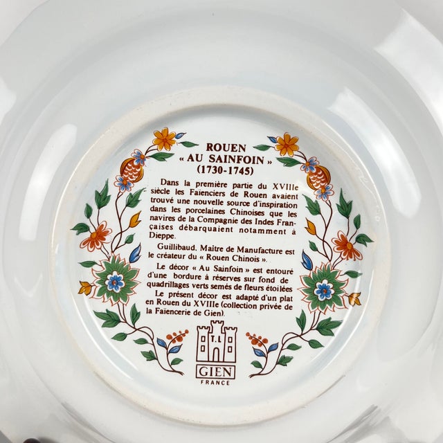 1990s Soup Plates with Rouen Sainfoin Pattern from Gien, 1990, Set of 10 For Sale - Image 5 of 10