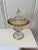 Vintage "Paden City Glass" Large Etched Roses Gold Glass Compote With Lid For Sale - Image 4 of 13