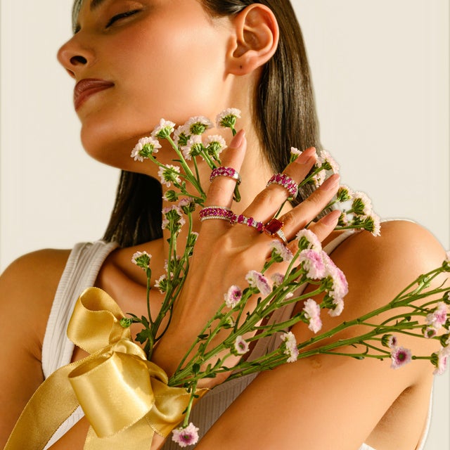 Ruby Red Marquise Ruby Cocktail Ring in 14k Solid Gold Size 6 For Sale - Image 8 of 16