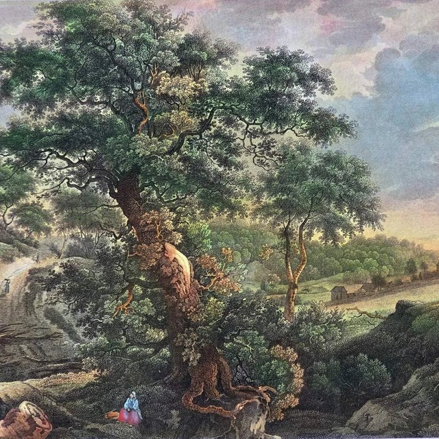 Léonor Simon Desaulx, Country Landscape with Tree and Village, 1810, Glass & Wood & Paper, Framed For Sale - Image 4 of 11