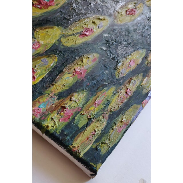 Impressionist Impressionist Waterlilies Oil Painting by Vivek Mandalia For Sale - Image 3 of 3