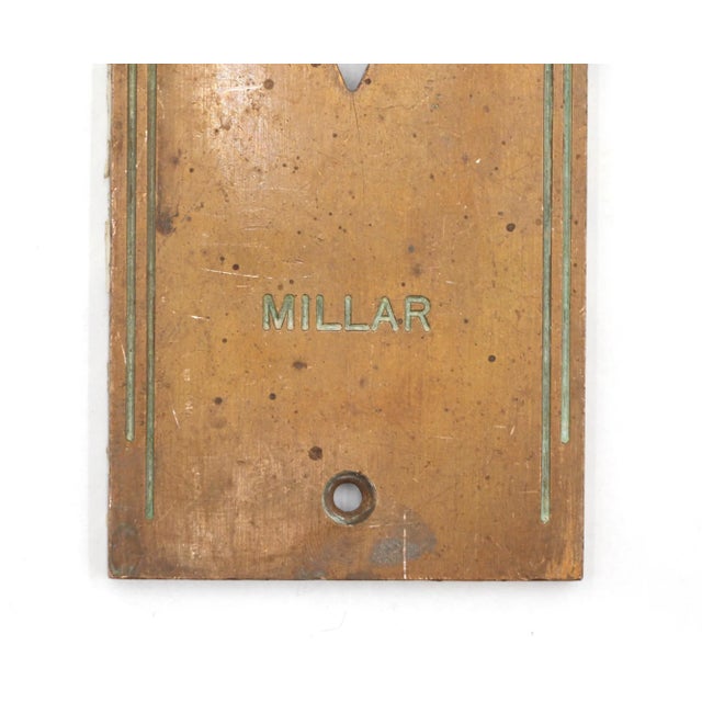 Vintage Art Deco style elevator plate with an up and down arrow and an elevator button insert. Made of brass with a patina...