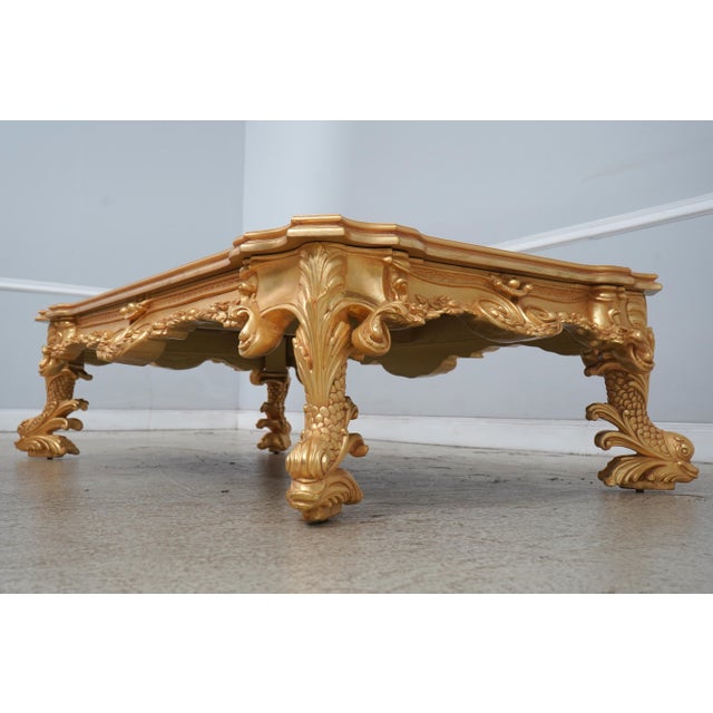 Outstanding Gold Gilt Baroque Style Coffee Cocktail Table For Sale In Philadelphia - Image 6 of 13