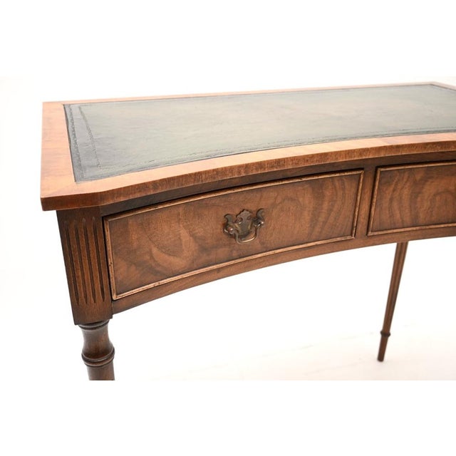 Walnut Leather Top Concave Desk, 1930 For Sale - Image 9 of 12