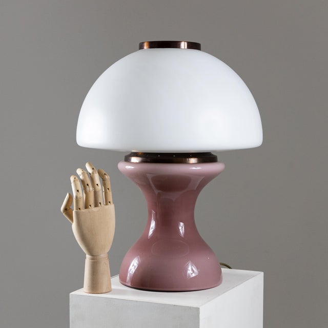Pink and White Table Lamp, 1970s For Sale - Image 4 of 9