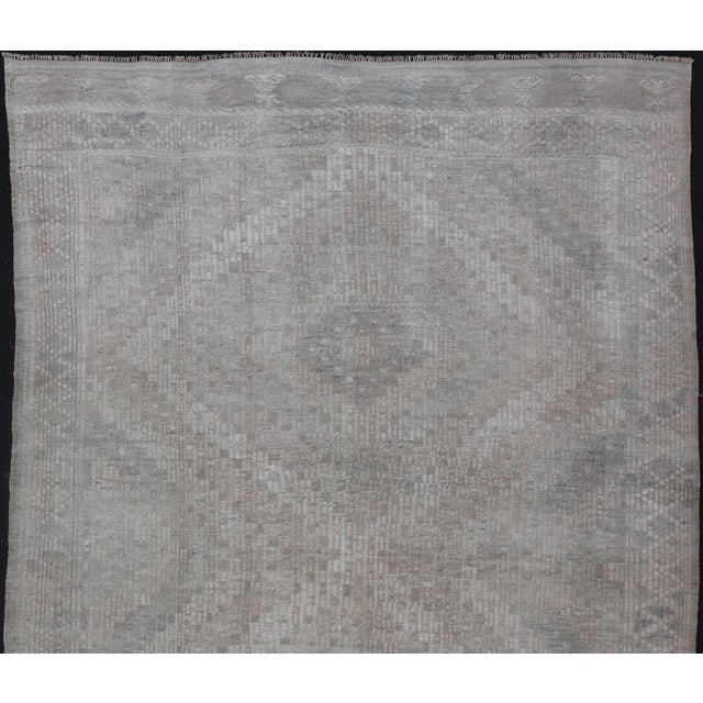Vintage Hand Woven Turkish Embroidered Rug With Geometric Diamond Design For Sale - Image 4 of 12