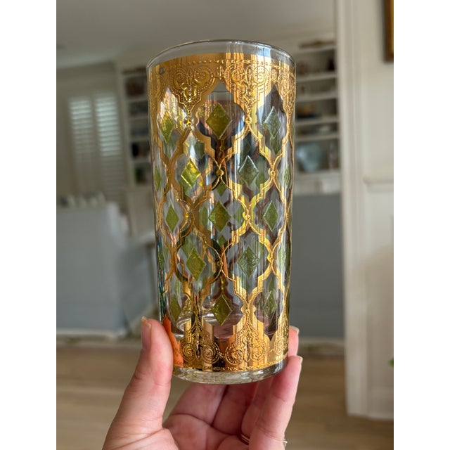 Elevate your home bar or bar cart with this spectacular set of six vintage mid-century modern highball glasses by the...