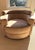 Modern Circular Swivel Chair in Camel Toned Suede For Sale - Image 3 of 16