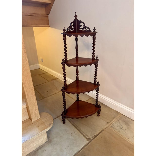 Antique Victorian Mahogany Corner Whatnot, 1880 For Sale - Image 4 of 7