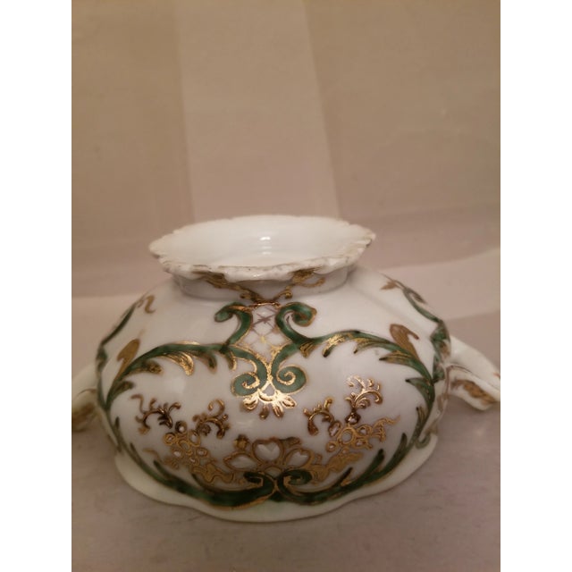 French 1950s Bone China Handled Petite Boullion Dish For Sale - Image 3 of 4