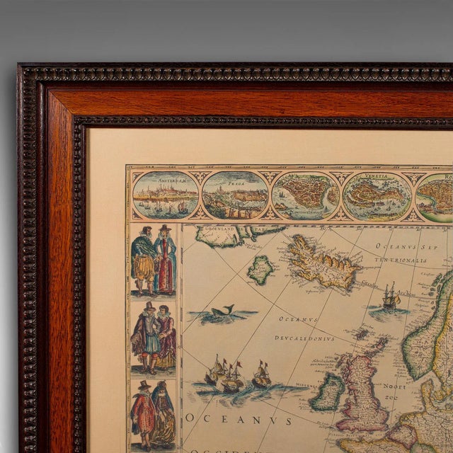 1970's Vintage Reproduction 17th Century Map of Europe For Sale - Image 4 of 10