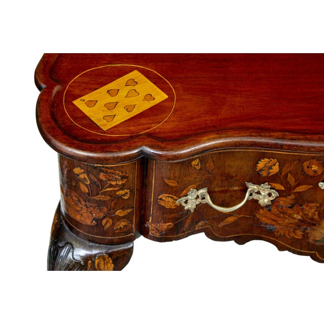 Brown Antique Dutch Walnut Marquetry Games Table, 1800 For Sale - Image 8 of 15