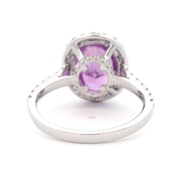 Alexander Beverly Hills Gia 5.09ct No-Heat Oval Pink Sapphire & Diamond Ring, Size 6.25 For Sale - Image 4 of 4