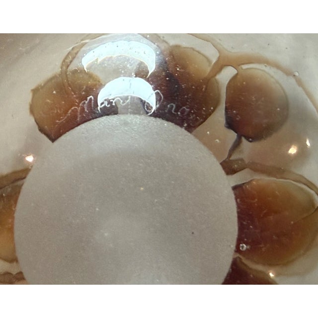 Vintage Hand Blown Signed Detailed Mary Angus Art Glass Iridescent Leaf Vase For Sale - Image 14 of 15