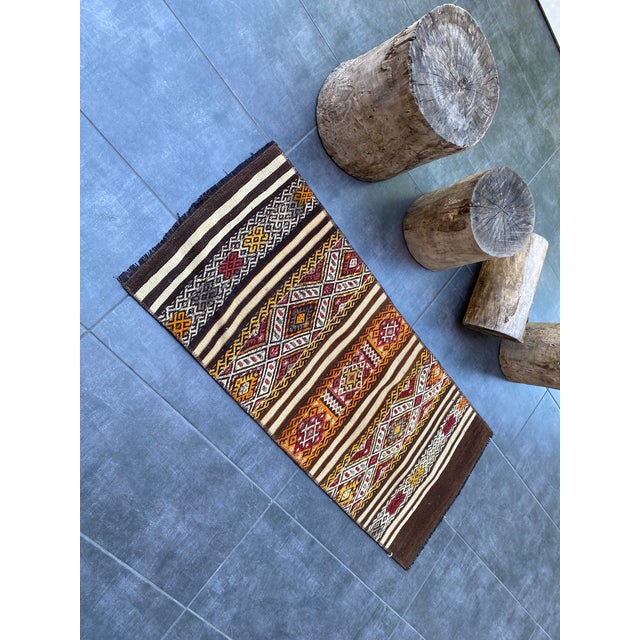 1950s Vintage Kurdish Handmade Small Rug For Sale - Image 5 of 9