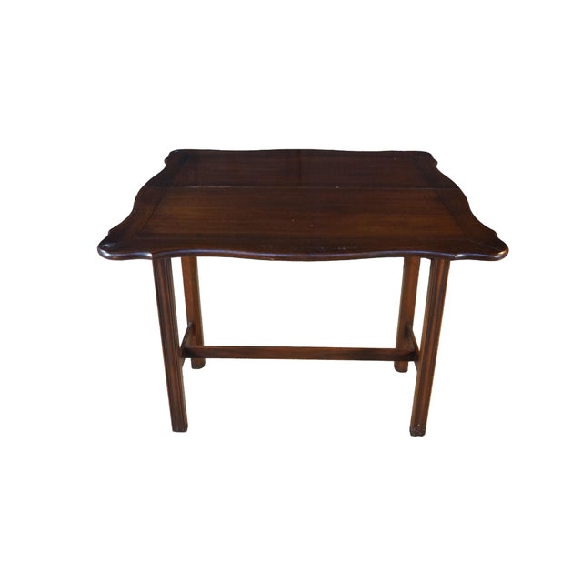 English Vintage Hekman Georgian Style Mahogany Flip Top Game Card Hall Console Table For Sale - Image 3 of 17