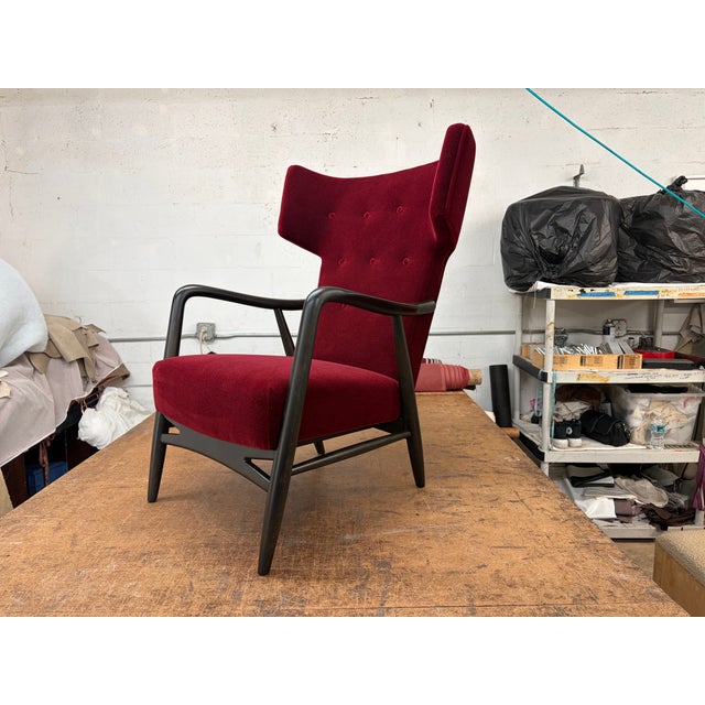 Rare wingback armchair designed by Eva & Nils Koppel in 1947 and manufactured by Slagelse Møbelværk, Denmark. Made from...