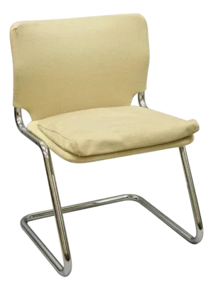 Mid Century Modern Milo Baughman Style Tubular Chrome Cantilever Side Chair