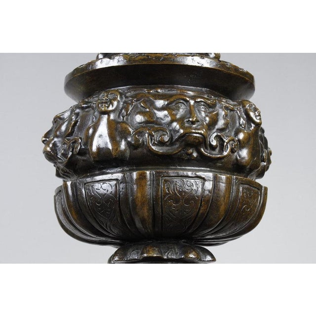 Large Renaissance Style Andirons in Patinated Bronze, 1880S, Set of 2 For Sale - Image 15 of 18