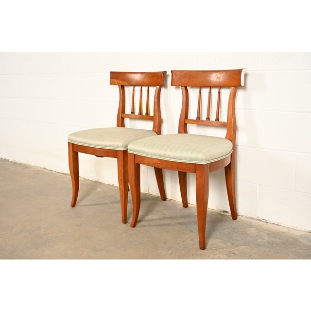Neoclassical Kindel Furniture Regency Solid Cherry Wood Klismos Side Chairs or Dining Chairs, Pair For Sale - Image 3 of 15