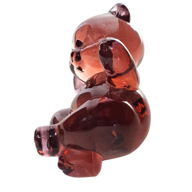 Late 20th Century Fenton Petal Pink Reclining Bear – Handcrafted Glass Figurine (1991-1995) For Sale - Image 5 of 6
