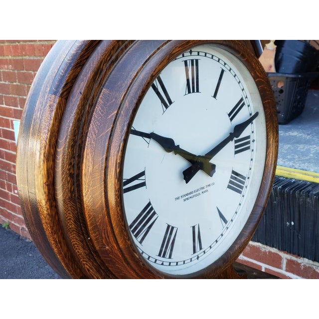 Fantastic 1920s the Standard Electric Time Co. Oak Case Double Face