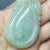 Gemstone Vintage Apple Green Jadeite Jade Caved Water Drop-Shaped Ruyi Amulet Figurine For Sale - Image 7 of 7