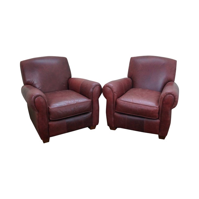 Bauhaus Vintage Red Leather Club Chairs A Pair Chairish