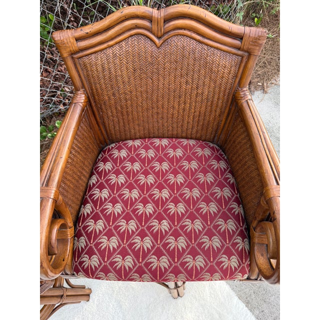 Set of 4 Vintage 30" Tommy Bahama Style Swivel Barstools For Sale - Image 14 of 17