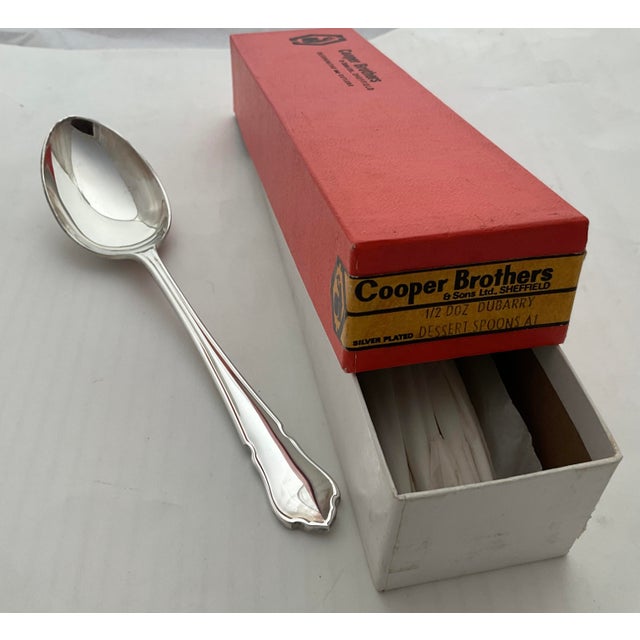 Silver 1980s Dessert Spoon & Fork, Du Barry - Set of 12 For Sale - Image 8 of 18