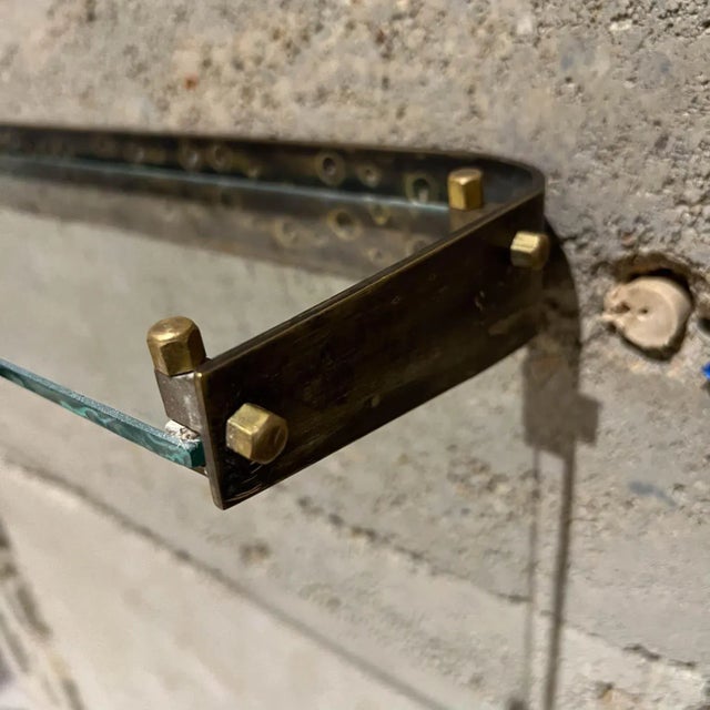 Brass 1950s Italian Brass Mirror and Glass Wall Console Italy - Set of 2 For Sale - Image 8 of 10