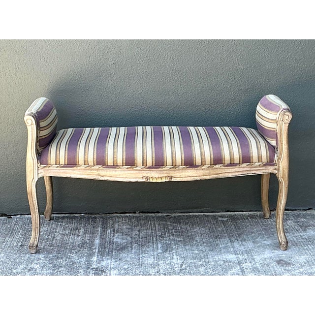 Vintage Louis XV Striped Bench For Sale - Image 11 of 12